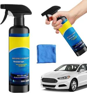 Car Coating Spray, 500ml Quick Effect Coating Agent,Car Scratch Wax Polish Spray Waterless Wash with Washcloth, Quickly Oil Film Emulsion Glass Cleaner for Car (1SET)
