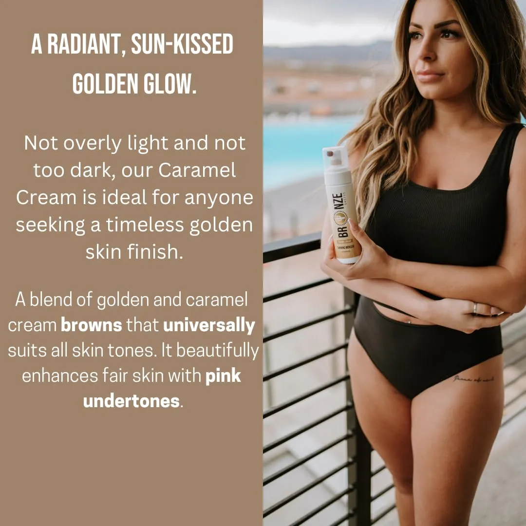 Caramel Cream Tanning Mousse | Easy Application & Instant Gratification | Dries Immediately Without Leaving You Sticky | Non-Scented, Streak Free