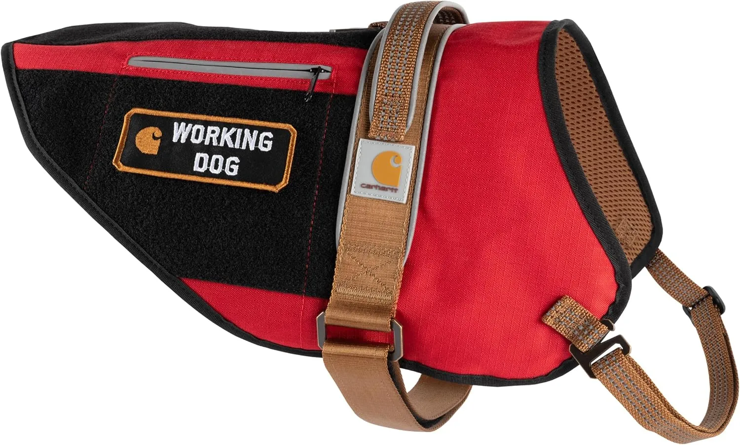 Carhartt Nylon Ripstop Service Dog Harness, High Risk Red/Carhartt Brown, X-Large