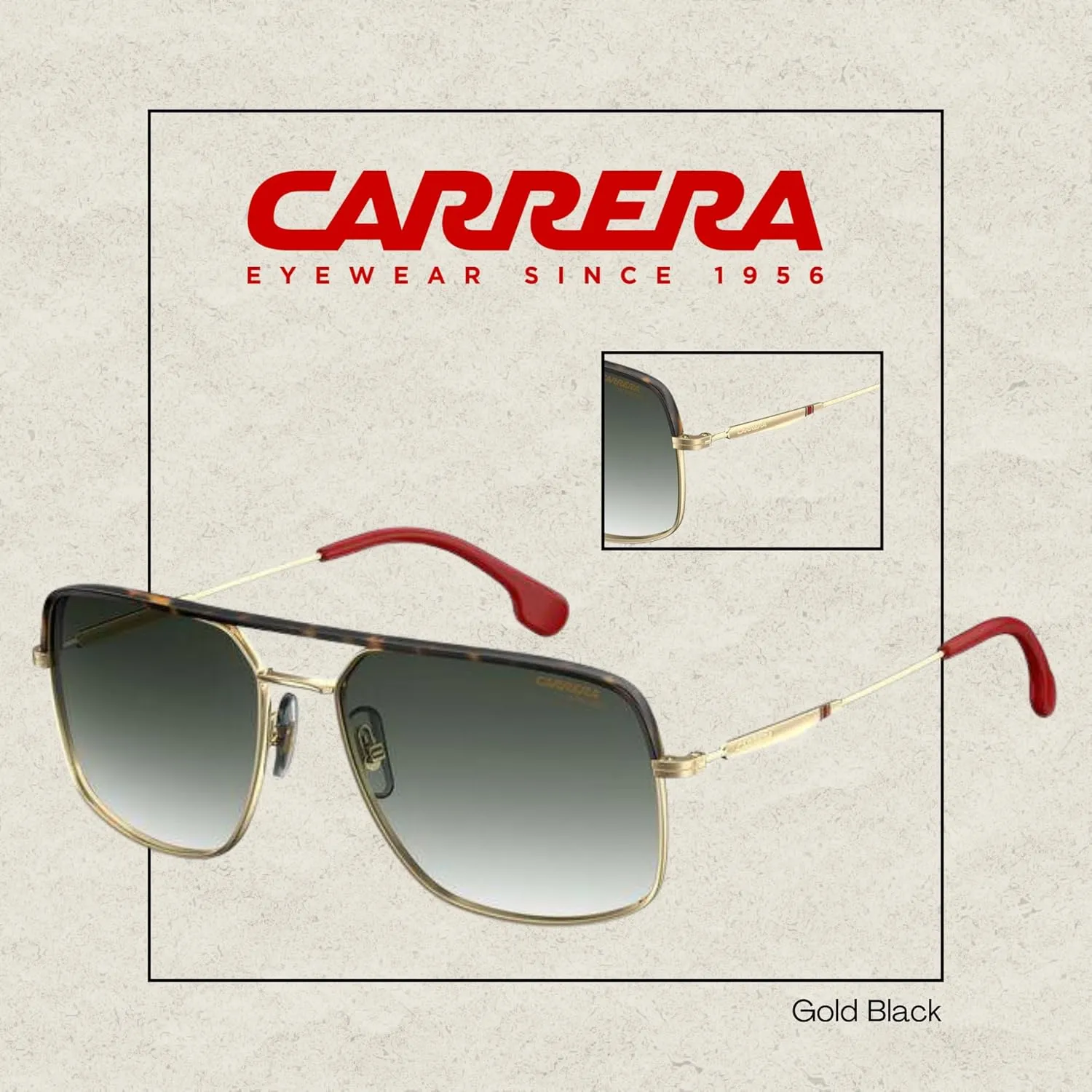 Carrera CA152/S Square Sunglasses for Men   BUNDLE With Designer iWear Eyewear Kit