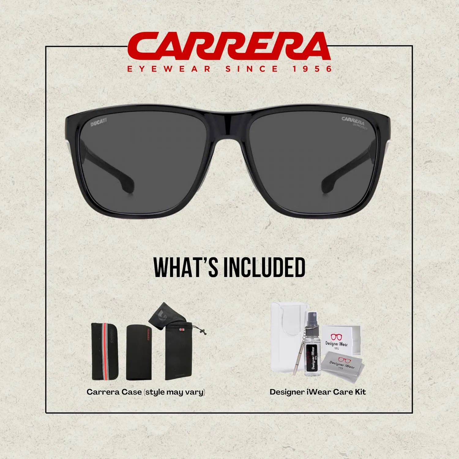 Carrera-Ducati CA003/S Square Sunglasses for Men   BUNDLE With Designer iWear Complimentary Eyewear Kit