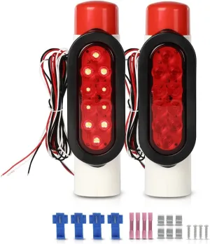 CHEDA LED Boat Trailer Guide-On Post Pipe Guide Lights Fit for Standard 2" PVC (2-3/8" OD) Boat Trailer, Ski Boat Or Fishing Boat Red Lens