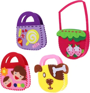 CHICAMPERA 4Sets Handbag Sewing Kit Non Woven Crafting Materials for Fun Projects Present for Boys Compact and Portable Handbag Making Supplies