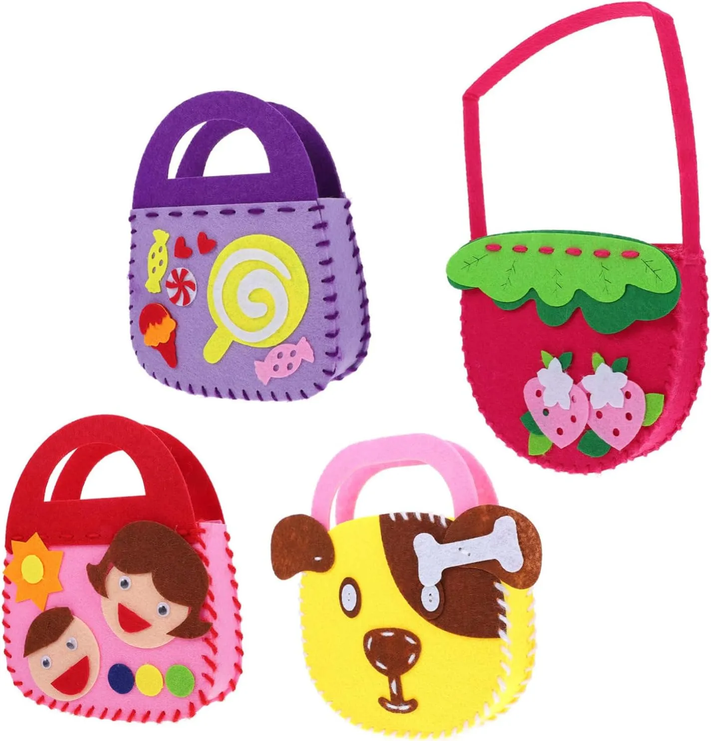 CHICAMPERA 4Sets Handbag Sewing Kit Non Woven Crafting Materials for Fun Projects Present for Boys Compact and Portable Handbag Making Supplies