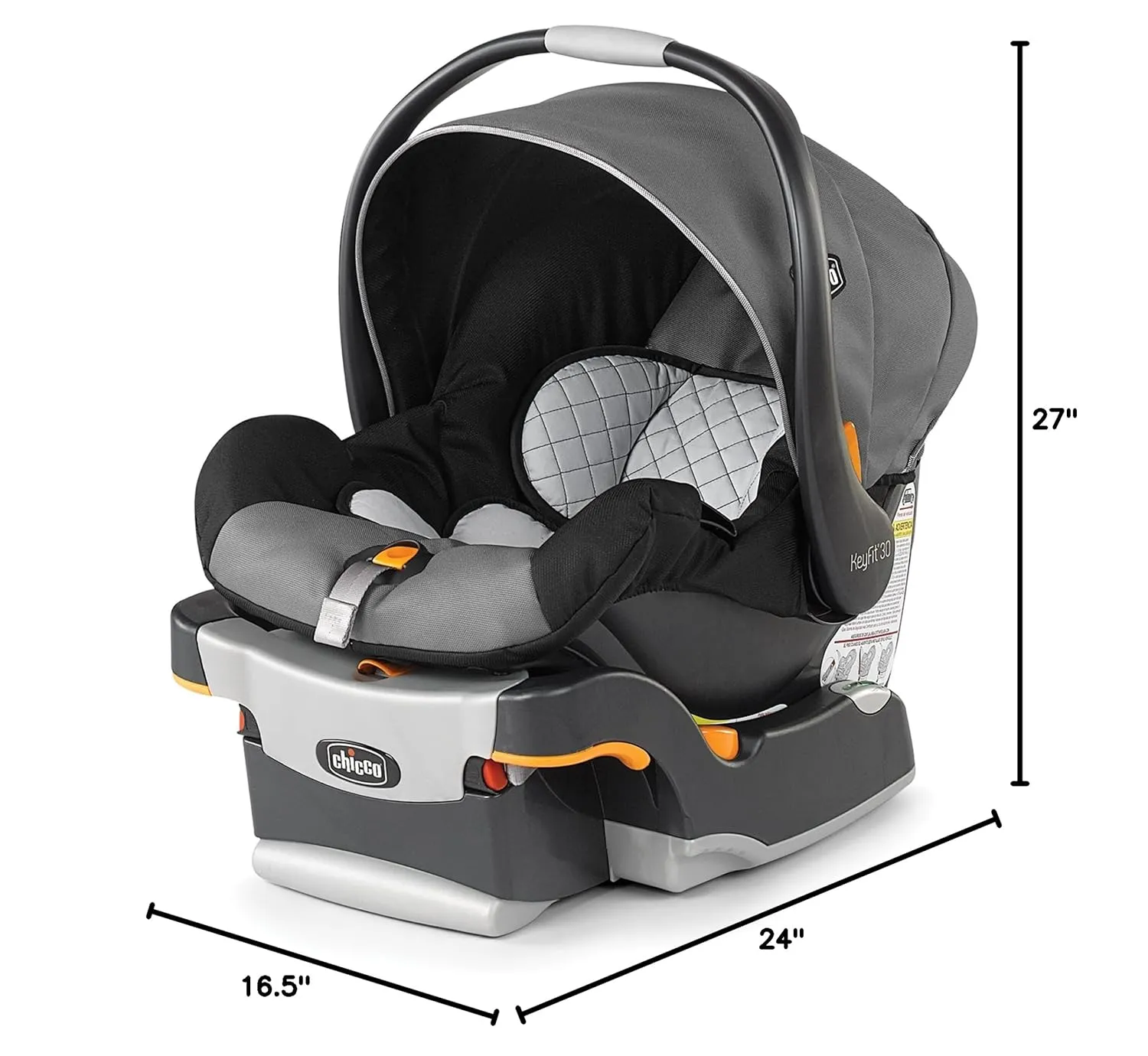 Chicco KeyFit 30 Infant Car Seat and Base | Rear-Facing Seat for Infants 4-30 lbs.| Infant Head and Body Support | Compatible with Chicco Strollers | Baby Travel Gear