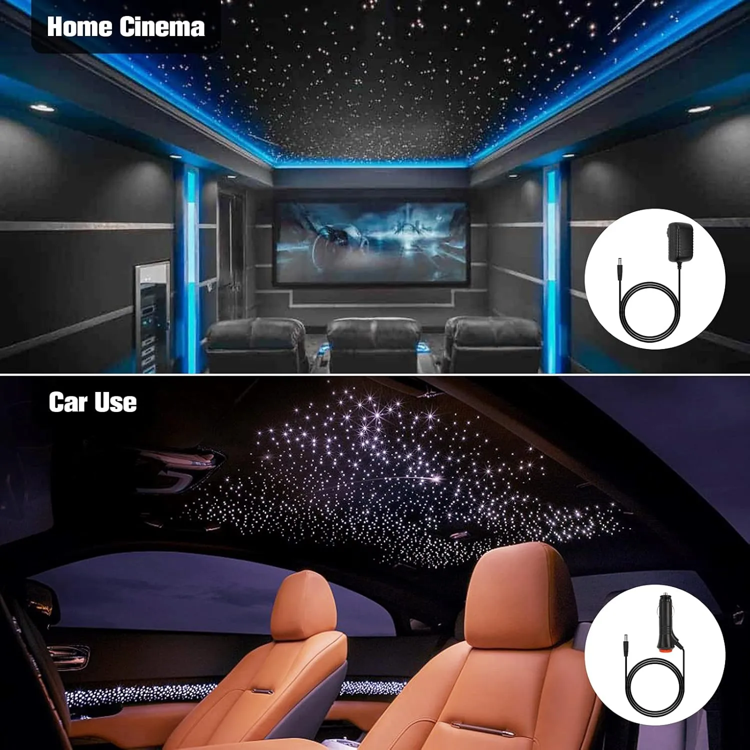 CHINLY Two-color 800pcs Twinkle Starlight Headliner Kit,20w 800 Piece Star Lights for Car,13.1ft Car Star Lights for Ceiling Car,RGBW Starlights Headliner kit,APP Fiber Optic Lights Star Headliner kit