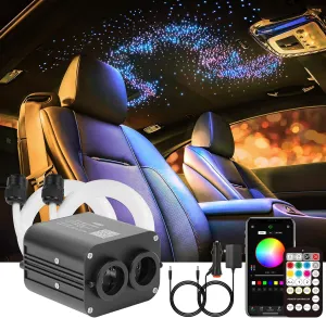 CHINLY Two-color 800pcs Twinkle Starlight Headliner Kit,20w 800 Piece Star Lights for Car,13.1ft Car Star Lights for Ceiling Car,RGBW Starlights Headliner kit,APP Fiber Optic Lights Star Headliner kit