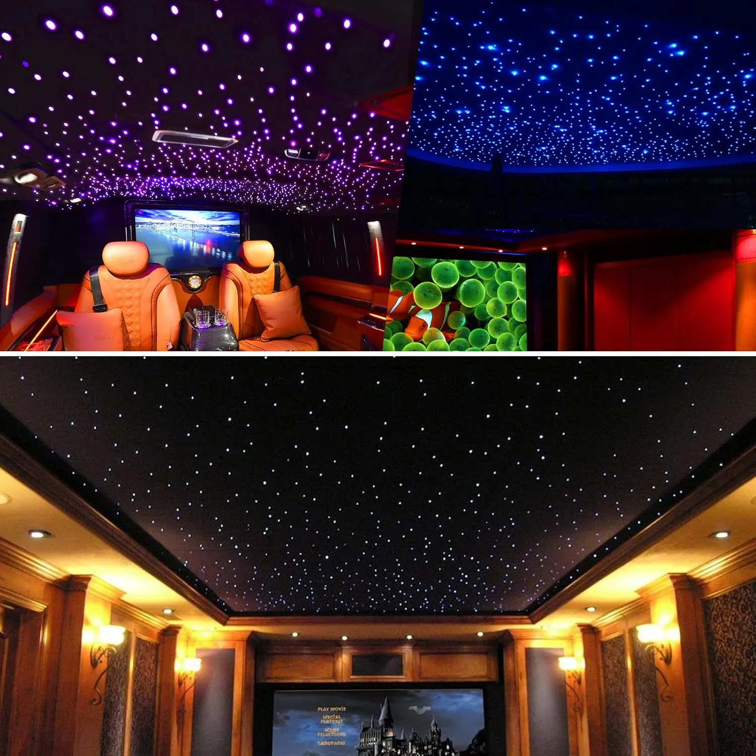 CHINLY Two-color 800pcs Twinkle Starlight Headliner Kit,20w 800 Piece Star Lights for Car,13.1ft Car Star Lights for Ceiling Car,RGBW Starlights Headliner kit,APP Fiber Optic Lights Star Headliner kit