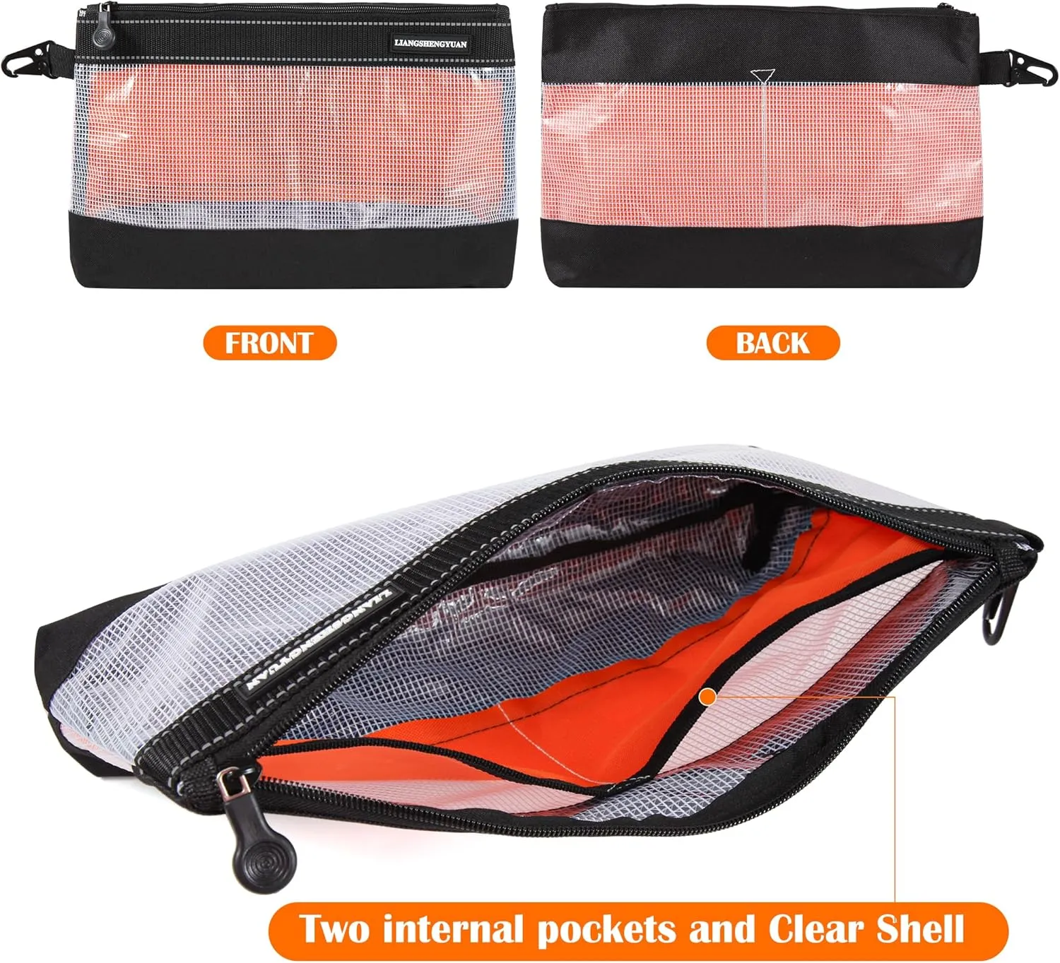 Clear Tool Bag, 4PCS Tool Pouches, 12IN Small Tool Bag With Zipper,Utility small tool pouch for Tool Organizers and Storage