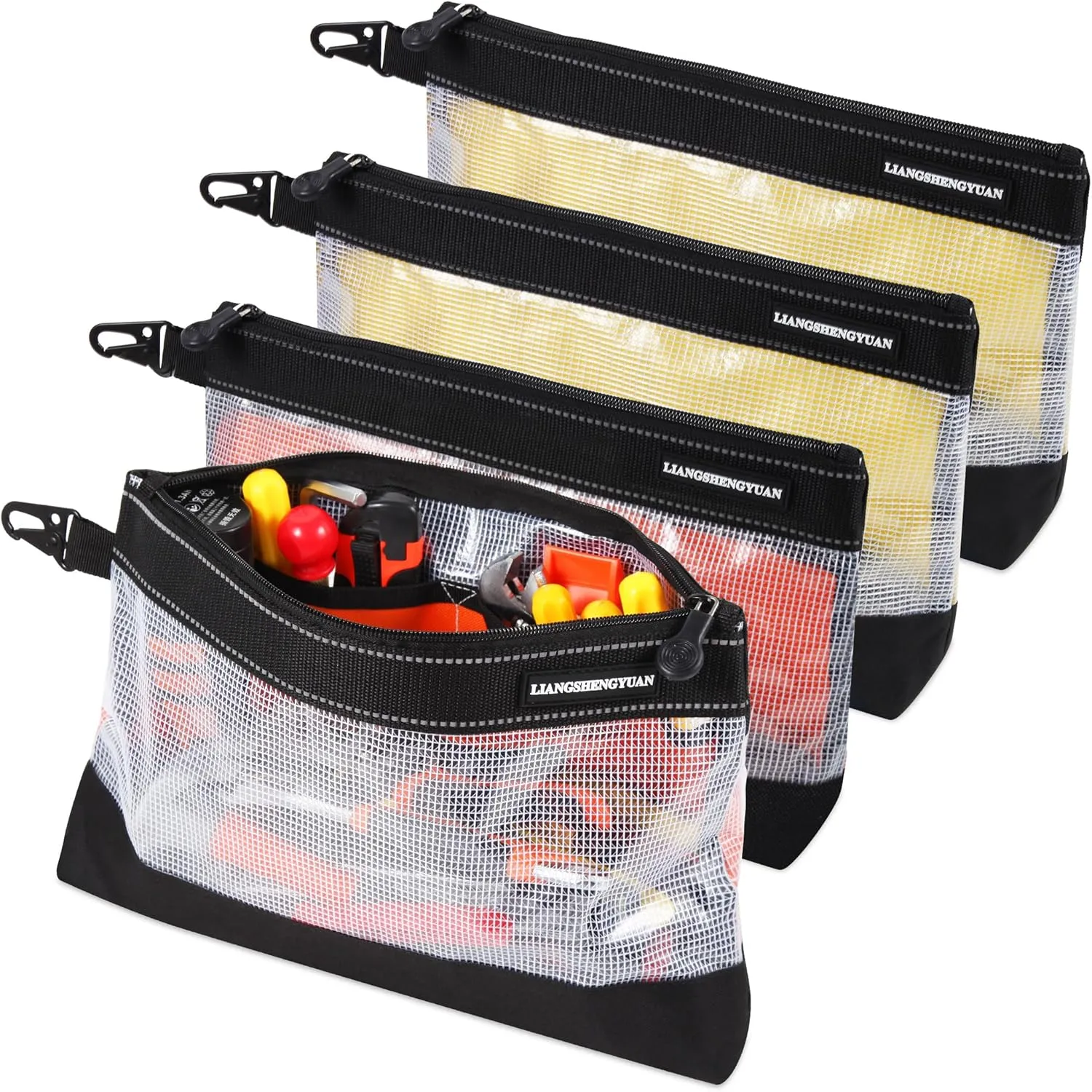 Clear Tool Bag, 4PCS Tool Pouches, 12IN Small Tool Bag With Zipper,Utility small tool pouch for Tool Organizers and Storage
