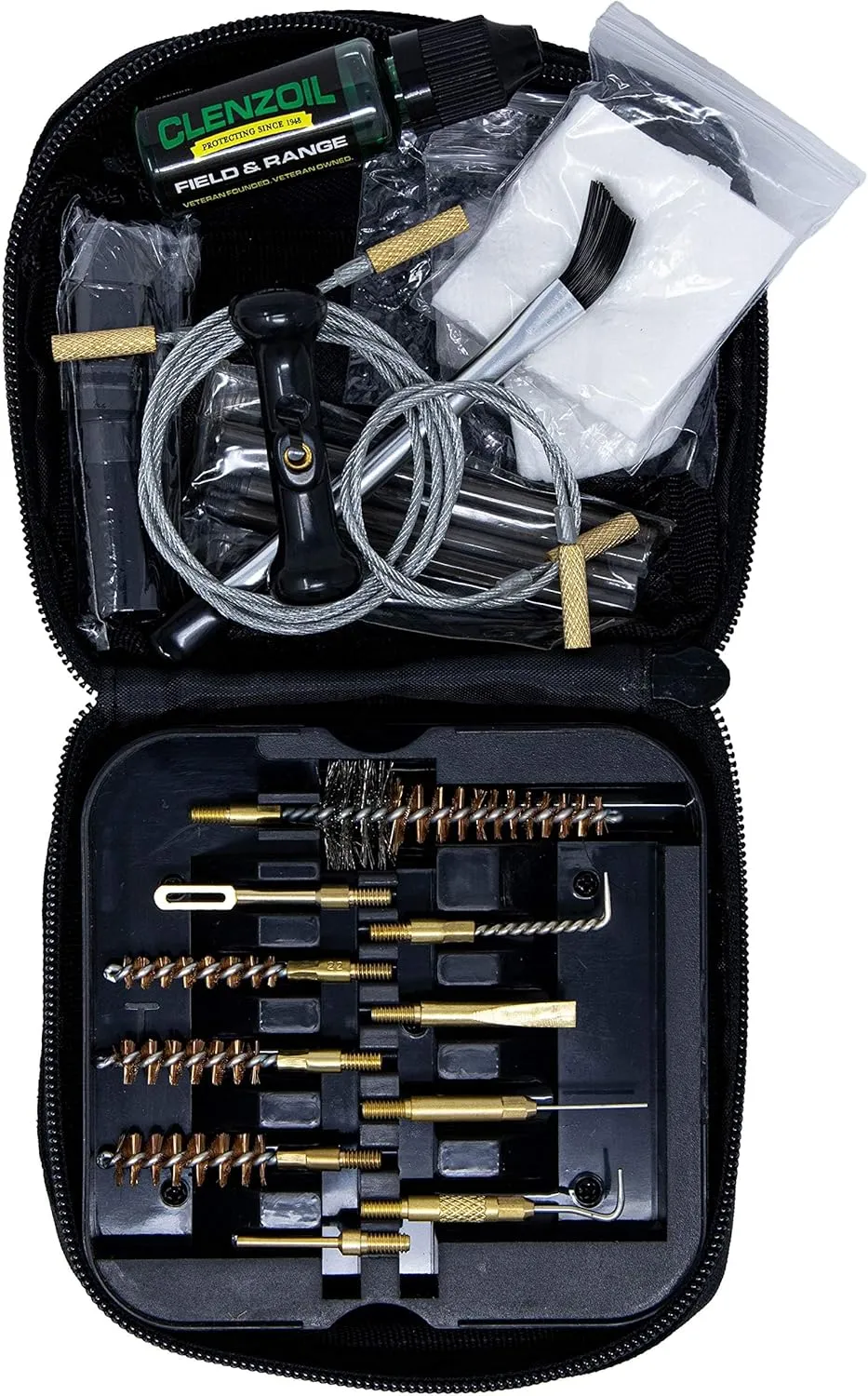 Clenzoil Tactical Gun Cleaning Kit | .223, 5.56mm, 380, 9mm, 300, 7.62mm | Rifle & Pistol Kit | Includes CLP, Bore Brushes, Patches, Tools & More