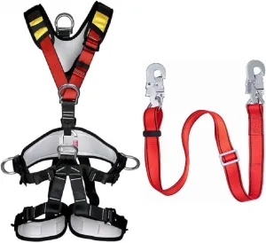 Climbing Safety Belt with Adjustable Lanyard, Thicken Full Body Safety Climbing Belt, Safety Belt Kit Personal Portable Protective Equipment