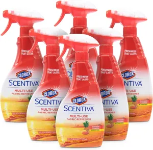 Clorox Scentiva Multi-Use Fabric Refresher Spray in Hawaiian Sunshine, 16.9 Ounces - 6 Pack | Fabric Freshener for Closets, Upholstery, Curtains, and Carpets