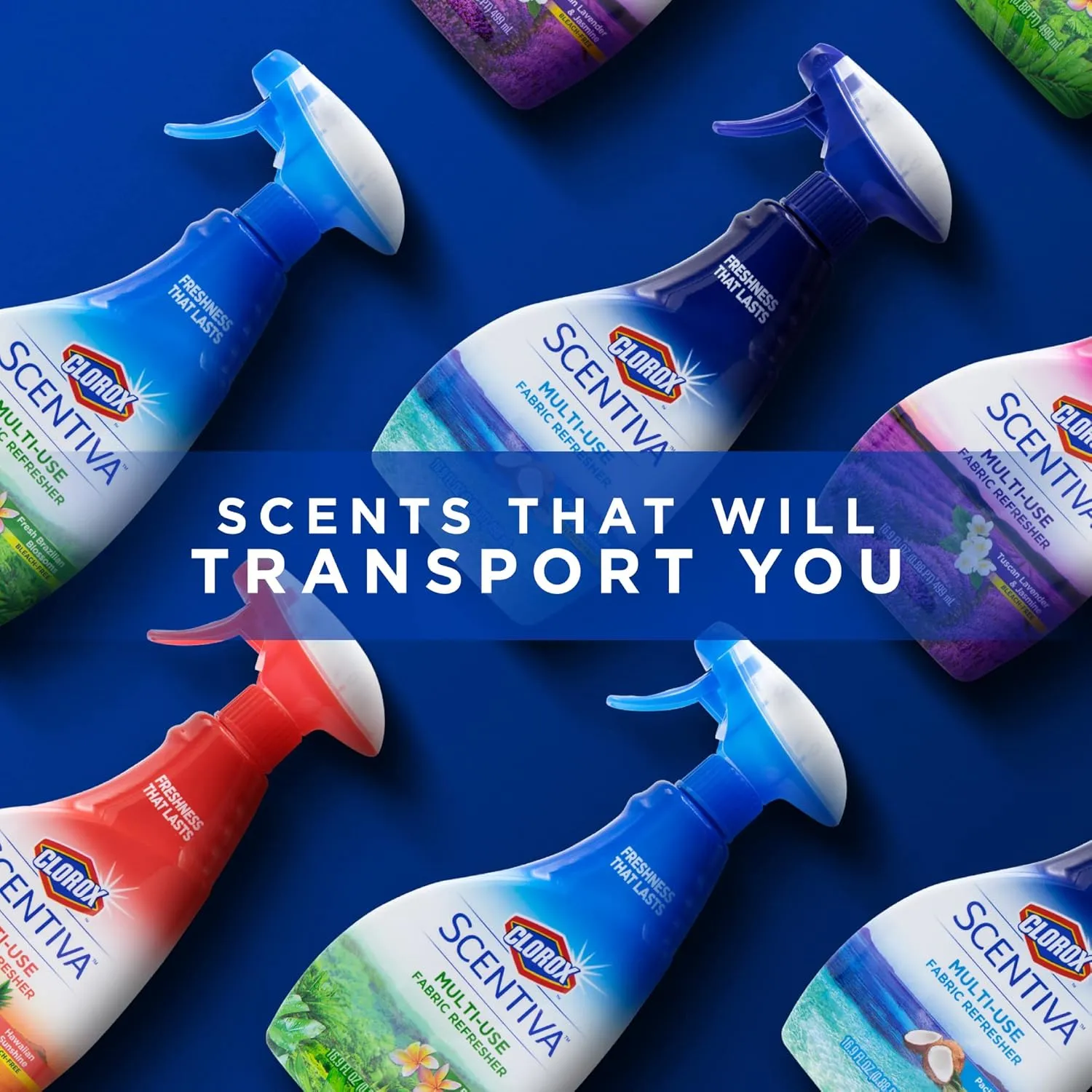 Clorox Scentiva Multi-Use Fabric Refresher Spray in Hawaiian Sunshine, 16.9 Ounces - 6 Pack | Fabric Freshener for Closets, Upholstery, Curtains, and Carpets