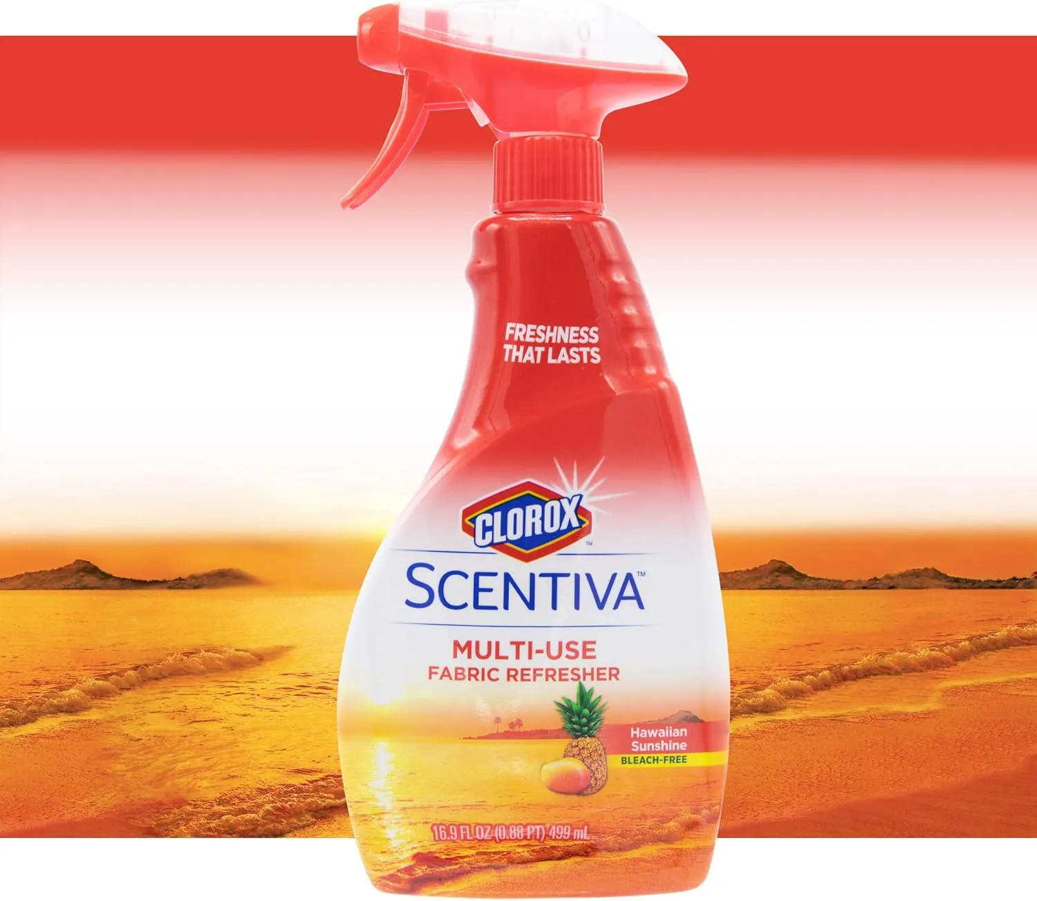 Clorox Scentiva Multi-Use Fabric Refresher Spray in Hawaiian Sunshine, 16.9 Ounces - 6 Pack | Fabric Freshener for Closets, Upholstery, Curtains, and Carpets