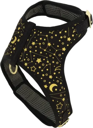 Coastal Pet Accent Metallic Adjustable Dog Harness - Adjustable Fit for Comfort with Secure Metal Buckle - Durable & Lightweight Dog Harness - Bright Black Galaxy, Extra Small - 5/8" x 14"-16"