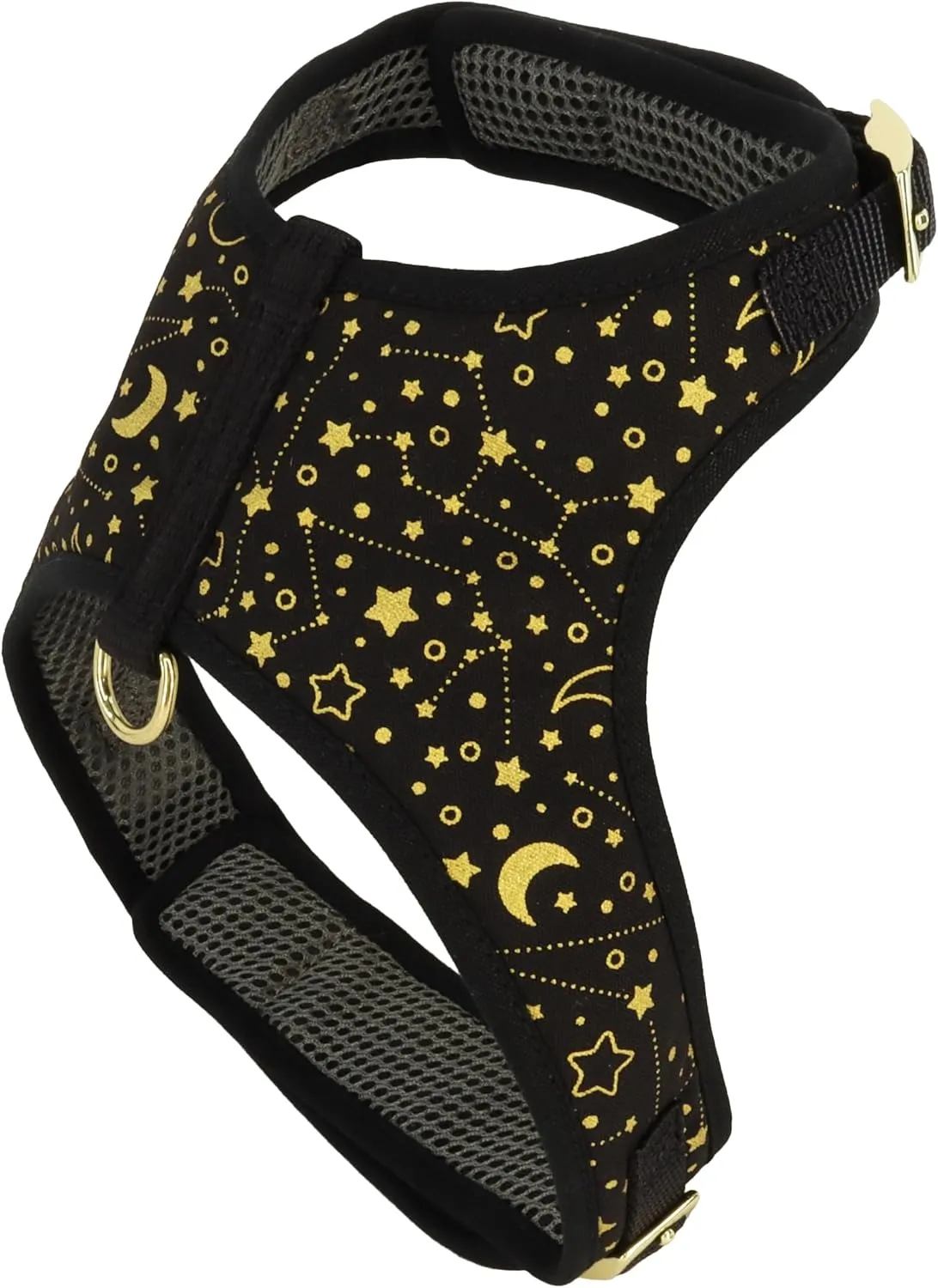 Coastal Pet Accent Metallic Adjustable Dog Harness - Adjustable Fit for Comfort with Secure Metal Buckle - Durable & Lightweight Dog Harness - Bright Black Galaxy, Extra Small - 5/8" x 14"-16"