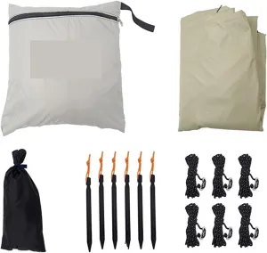 Coating Tarp Block Ourdoor Camping Waterproof Sun Shelter 3x3 3x4 3x5 Coated Beach Sunshade Canopy Without Poles for Outdoors, Picnic(Kit B (6pegs 6ropes),3 * 3.0M)
