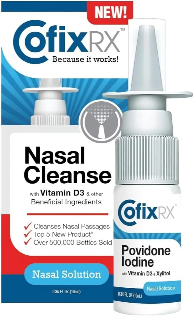 CofixRX Antiviral Nasal Spray and Immunity Boost, 10ml, Povidone Iodine Sinus Allergy Prevention