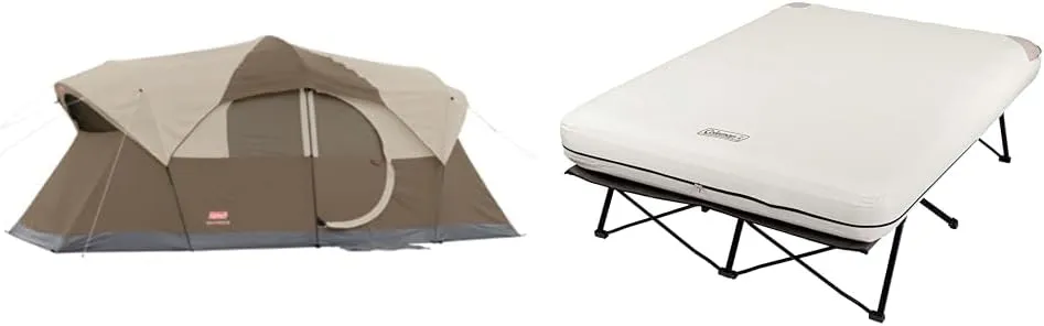 Coleman WeatherMaster 10-Person Camping Tent   Coleman Camping Cot, Air Mattress, & Pump Combo