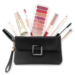 Color Nymph All In One Makeup Kit For Teens And Girls With Waterproof Handbag Makeup Kit Included 9 Colors Matte And Pearl Eyeshadow Palette Liquid Blush, Double Ended Lipgloss Concealer Brush Mascara
