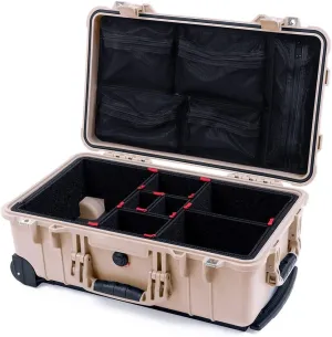 ColorCase Pelican Protector 1510 Carry-on Case Desert Tan - Medium Size Waterproof Case with TrekPak Divider System & Mesh Lid Organizer - Desert Tan Handles & Latches