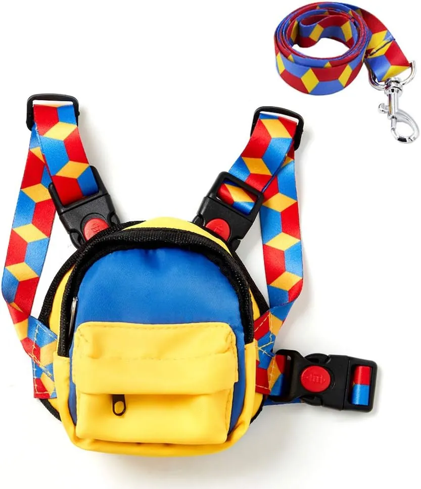 Colorful Lightweight Dog Backpack with Free Leash Adjustable Cute Water Repellent Harness with Breathable Mesh Material Saddle Bag for Small, Medium&Large Dogs Outdoor Hiking(Yellow)