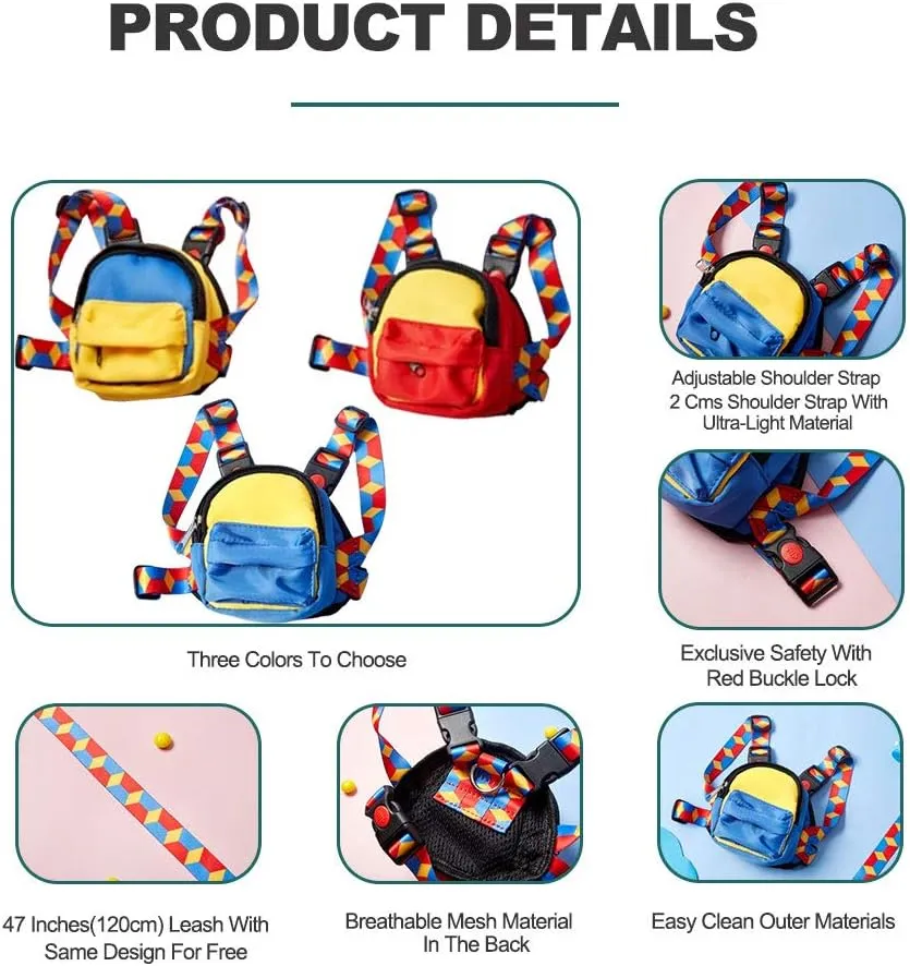 Colorful Lightweight Dog Backpack with Free Leash Adjustable Cute Water Repellent Harness with Breathable Mesh Material Saddle Bag for Small, Medium&Large Dogs Outdoor Hiking(Yellow)