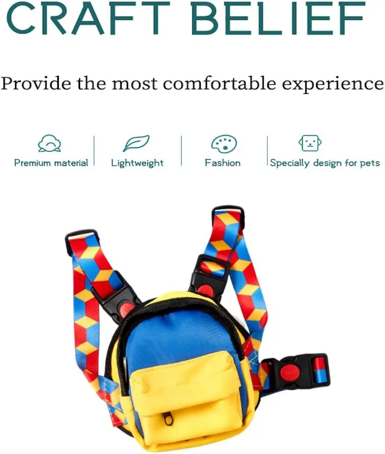 Colorful Lightweight Dog Backpack with Free Leash Adjustable Cute Water Repellent Harness with Breathable Mesh Material Saddle Bag for Small, Medium&Large Dogs Outdoor Hiking(Yellow)