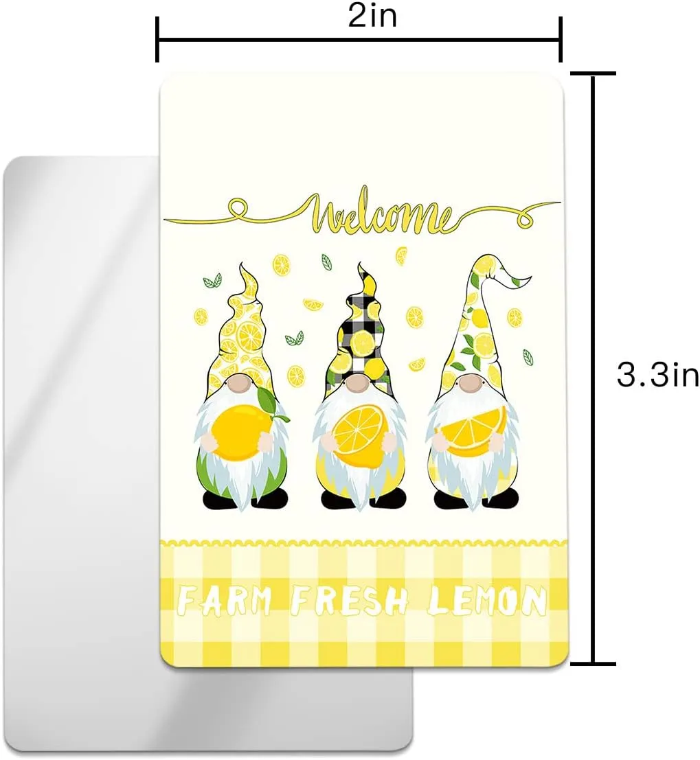 Compact Card Mirror, Unbreakable Stainless Steel Makeup Mirror Cartoon Dwarfs with Farm Fresh Lemon Rectangular Handheld Small Travel Mirror for Camping, Travelling