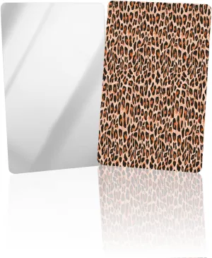 Compact Card Mirror, Unbreakable Stainless Steel Makeup Mirror Leopard Print Skin Pattern of a Wild Safari Animal Rectangular Handheld Small Travel Mirror for Camping, Travelling