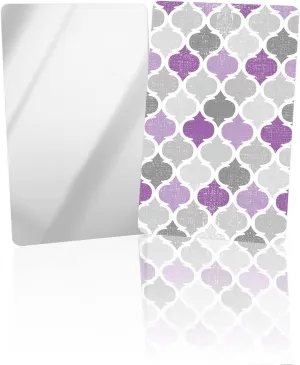 Compact Card Mirror, Unbreakable Stainless Steel Makeup Mirror Purple Grey Retro Geometric Hexagonal Rectangular Handheld Small Travel Mirror for Camping, Travelling