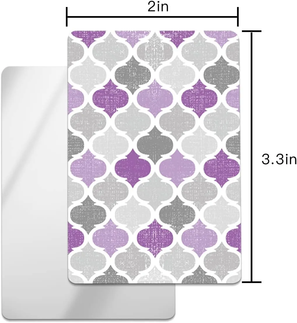 Compact Card Mirror, Unbreakable Stainless Steel Makeup Mirror Purple Grey Retro Geometric Hexagonal Rectangular Handheld Small Travel Mirror for Camping, Travelling