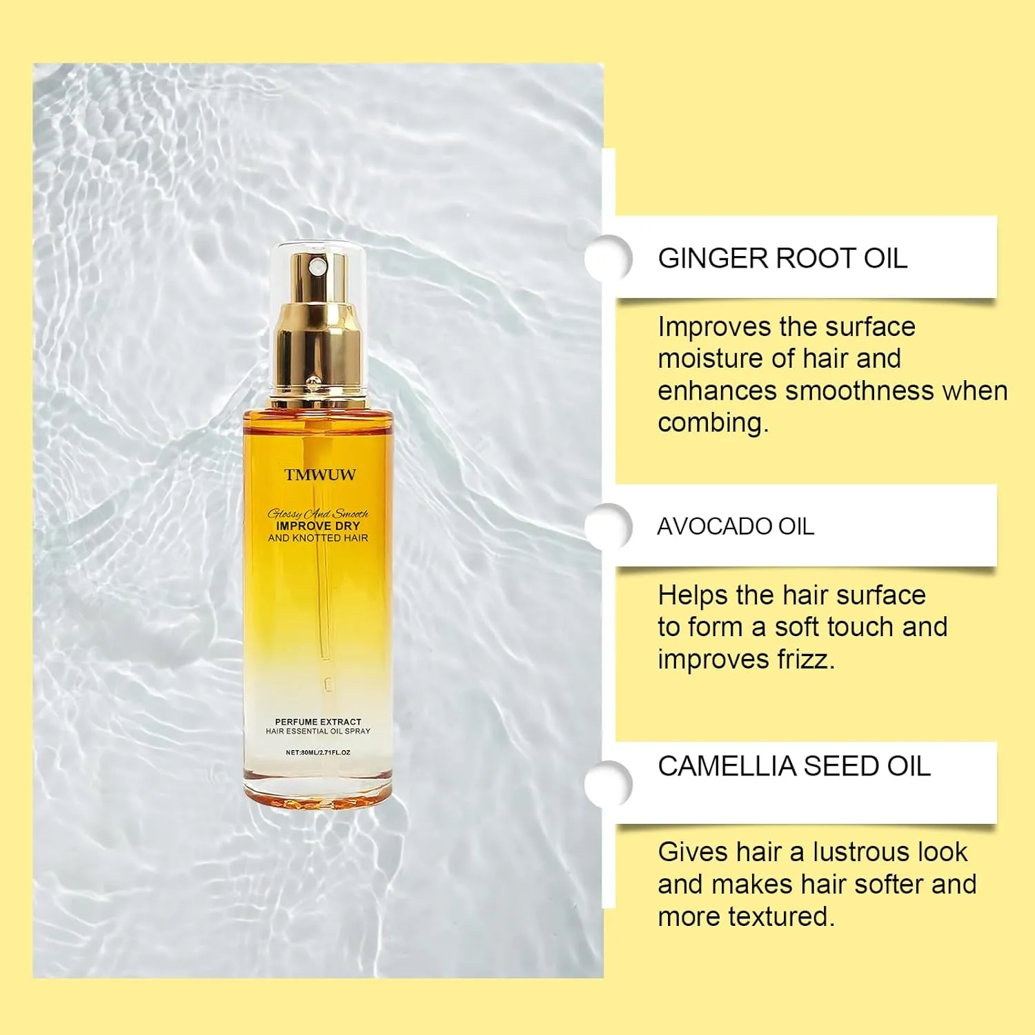 Conditioning Oil Spray,Clear Hair Spray for Dry and Frizzy Hair,Leave-in Hair Conditioning Oil with Jojoba Oil and Shea Butter，Detangling, Styling and Hydrating (2PS)