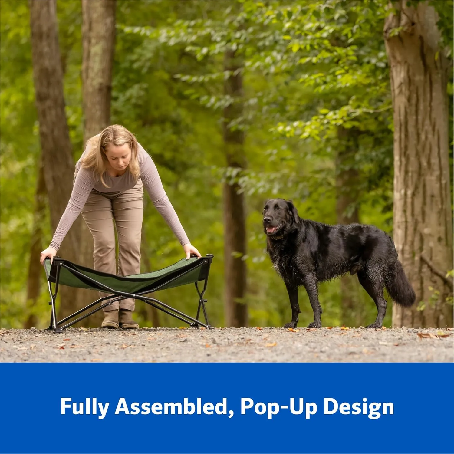 Coolaroo On-The-Go Elevated Dog Bed Kit – Portable & Cooling Travel Cot with HeatShield Fabric for Small Dogs, Lightweight & Compact, Includes Matching Carry Bag & Everglade Green Bonus Cover, Small