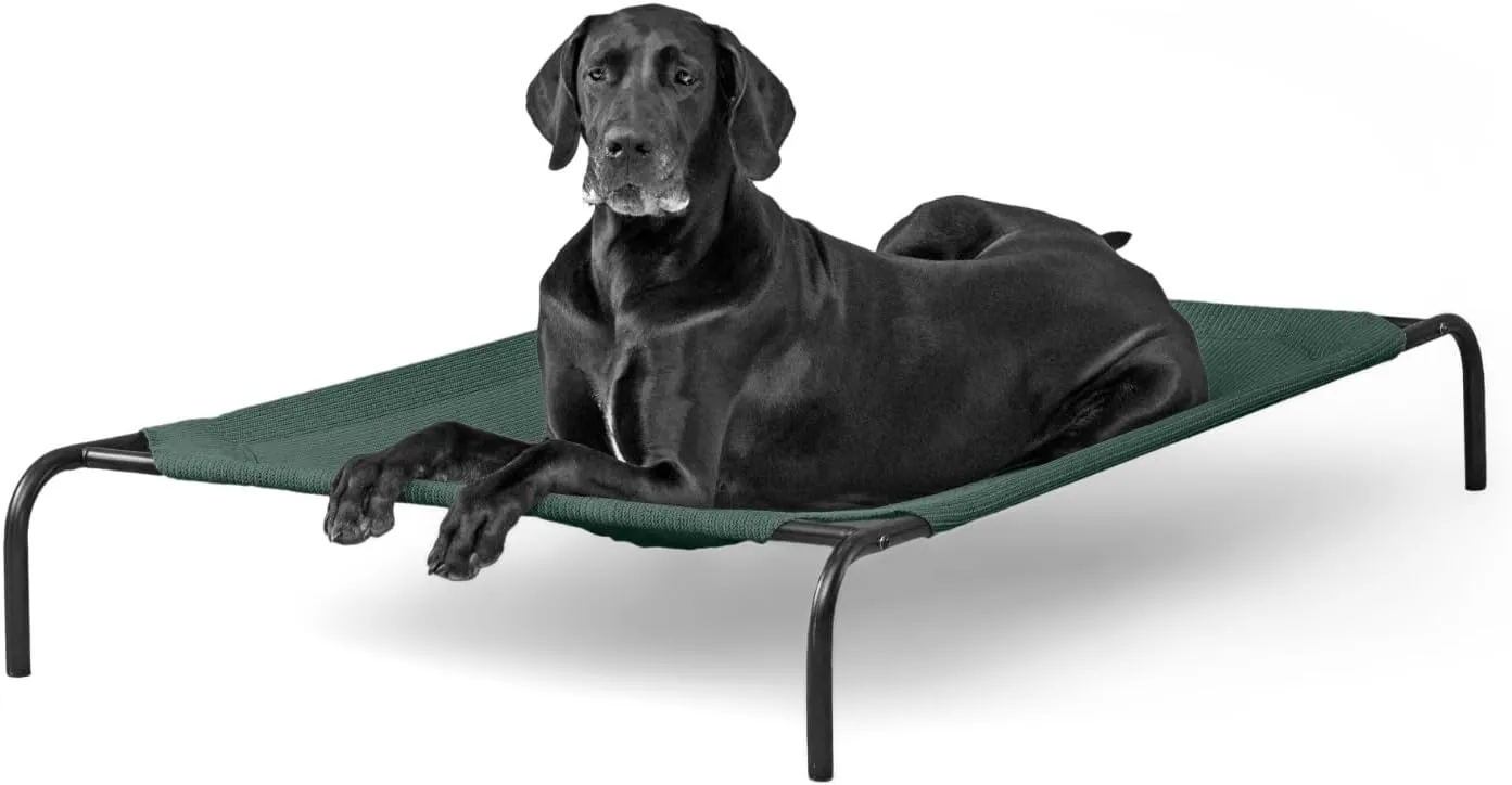 Coolaroo Original Elevated Dog Bed - Breathable Off-The-Ground Pet Bed with Cooling Fabric, Joint Relief & Moisture-Resistant Fabric, 100% Recyclable, Easy Clean, Brunswick Green, Extra Large