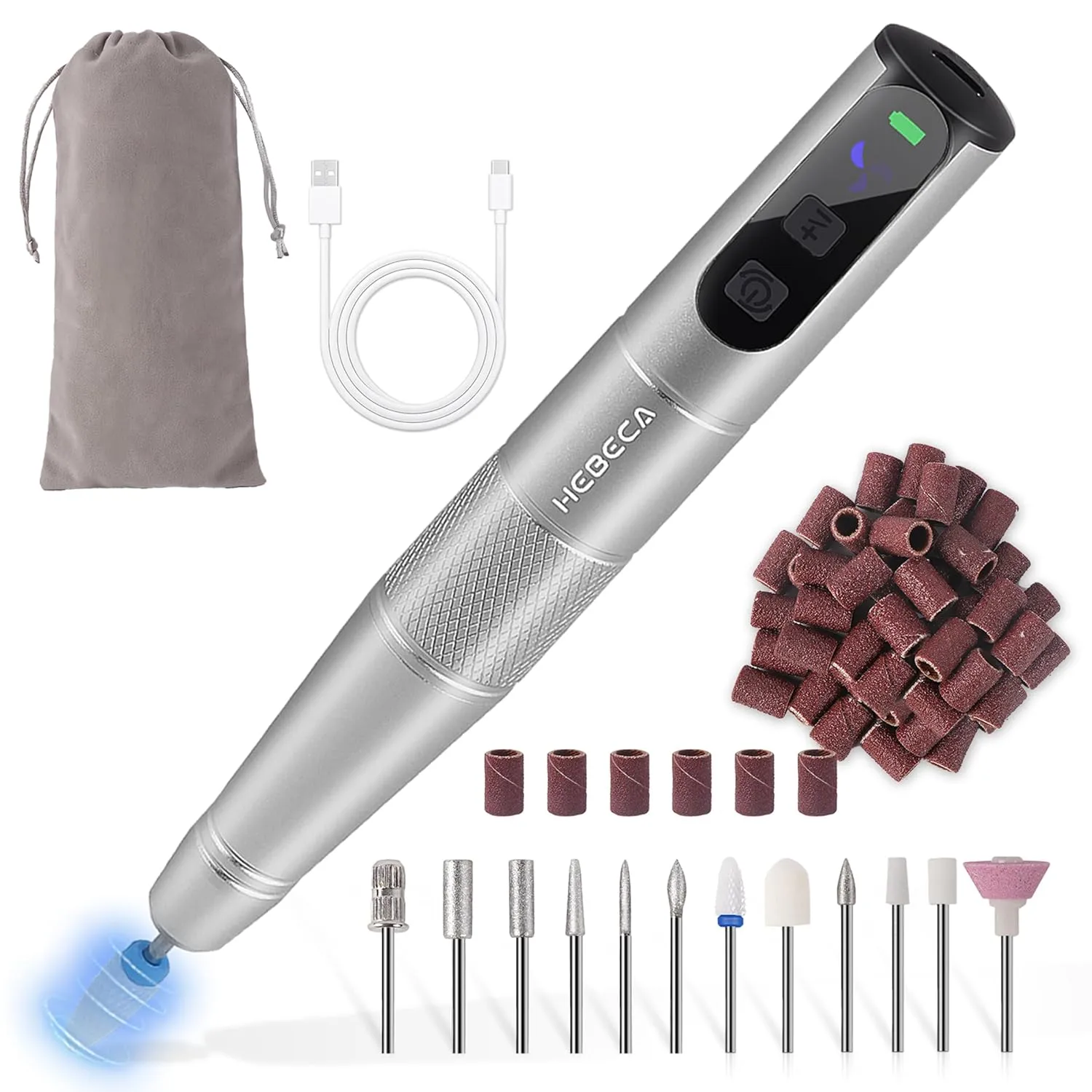 Cordless Electric Nail Drill for Acrylic Nails, Portable Rechargeable Nail File Electric for Thick Toenails, E Filer for Manicure and Pedicure ND4001G