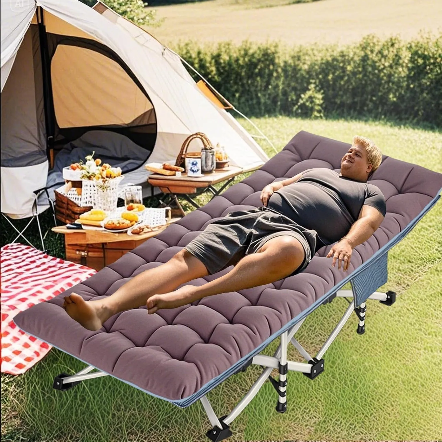 Cot 2 Pack Extra Large 32" Wide Camping Cot with Mattress Comfortable Sleeping cots for Adults with Carry Bag XXL Cots for Camping Bed Folding Cot Heavy Duty for Home Outdoor Indoor