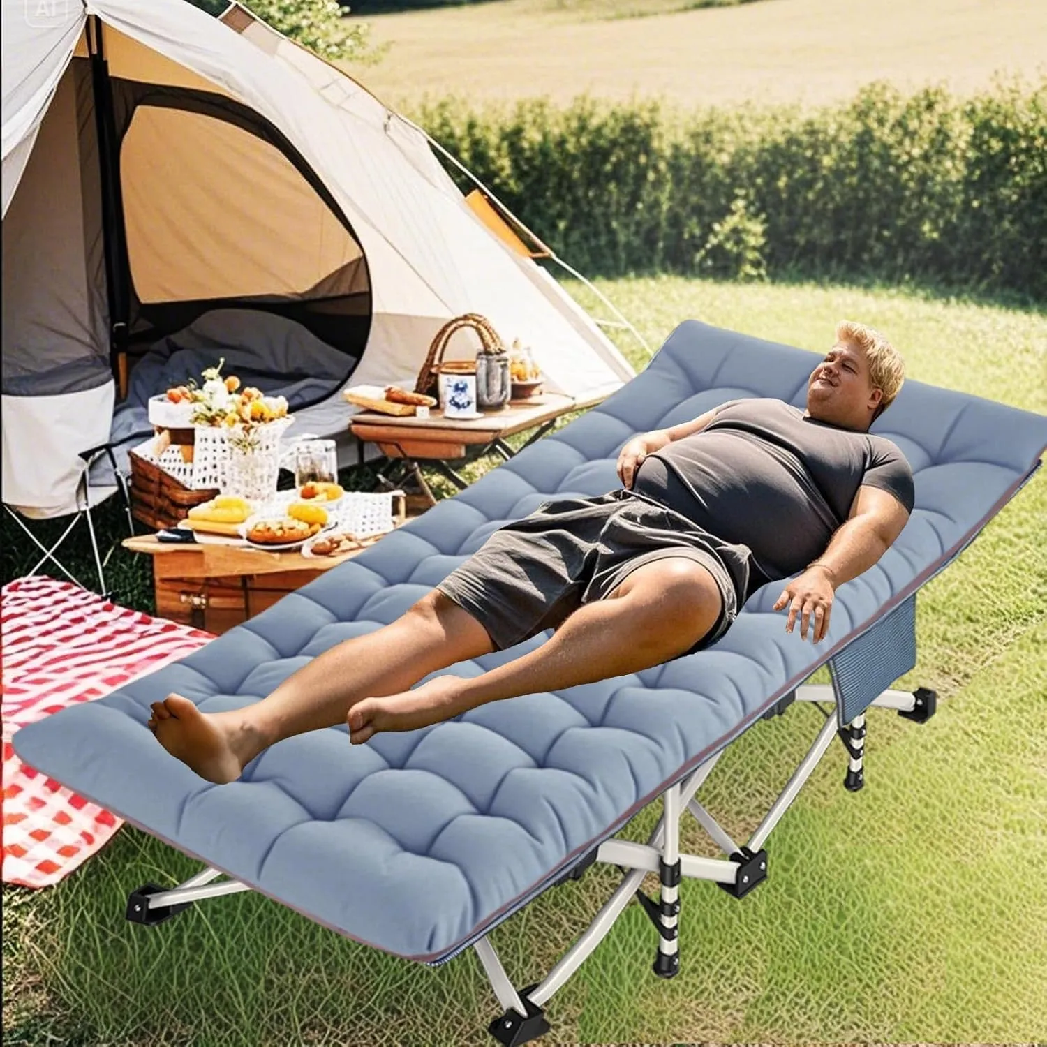 Cot 2 Pack Extra Wide Camping Cot with Comfortable Mattress for Adults Oversize XXL Cots for Camping Bed Folding Cot Heavy Duty with Carry Bag for Outdoor Indoor Home