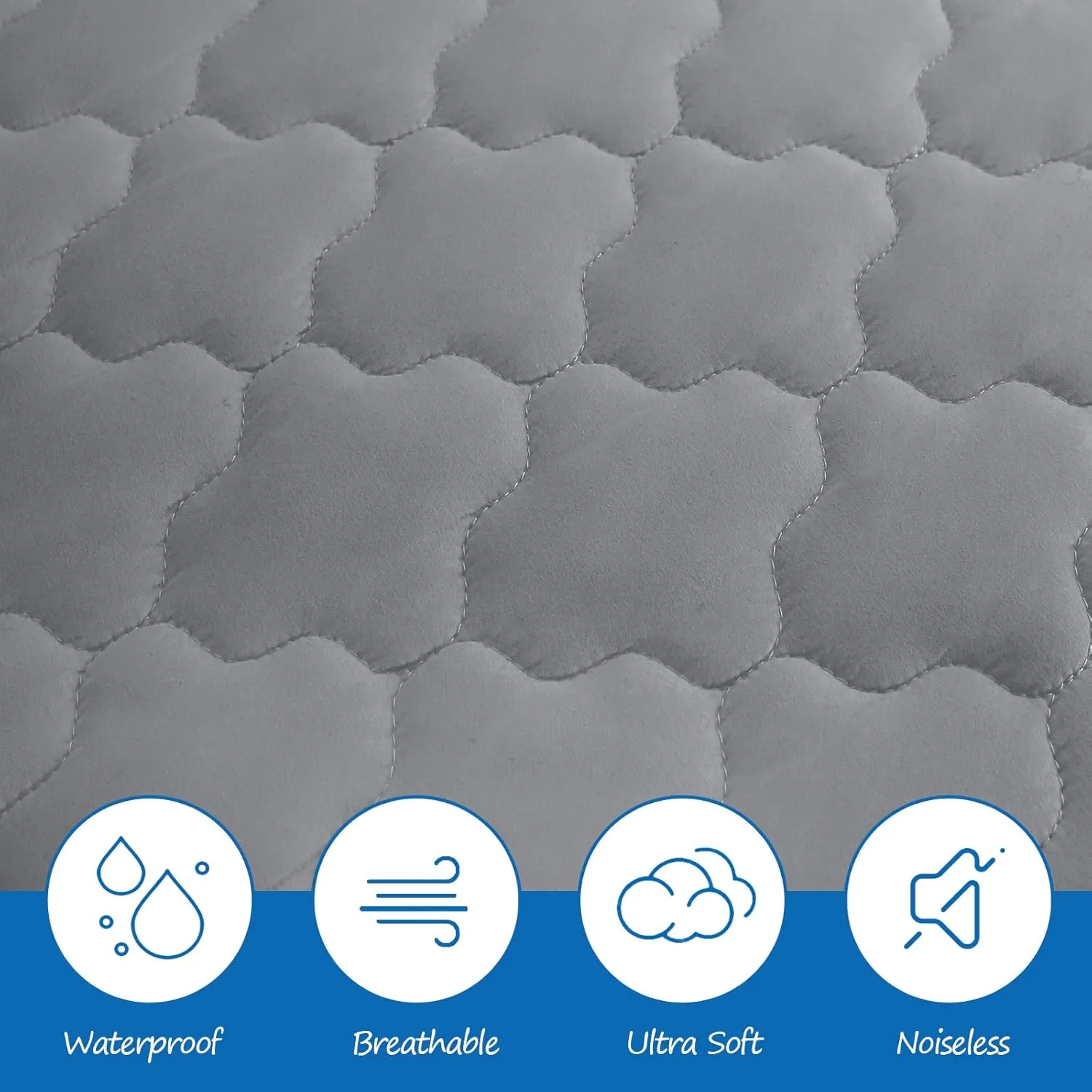 Cot Mattress Pad Protector Waterproof, Quilted Cot Size Mattress Cover 30" X 75" X 10" Fitted for Narrow Twin/Camp Bunk/Rvs Bunk/Guest Beds, Deep Pocket Mattress Topper, Gray (Cover Only)