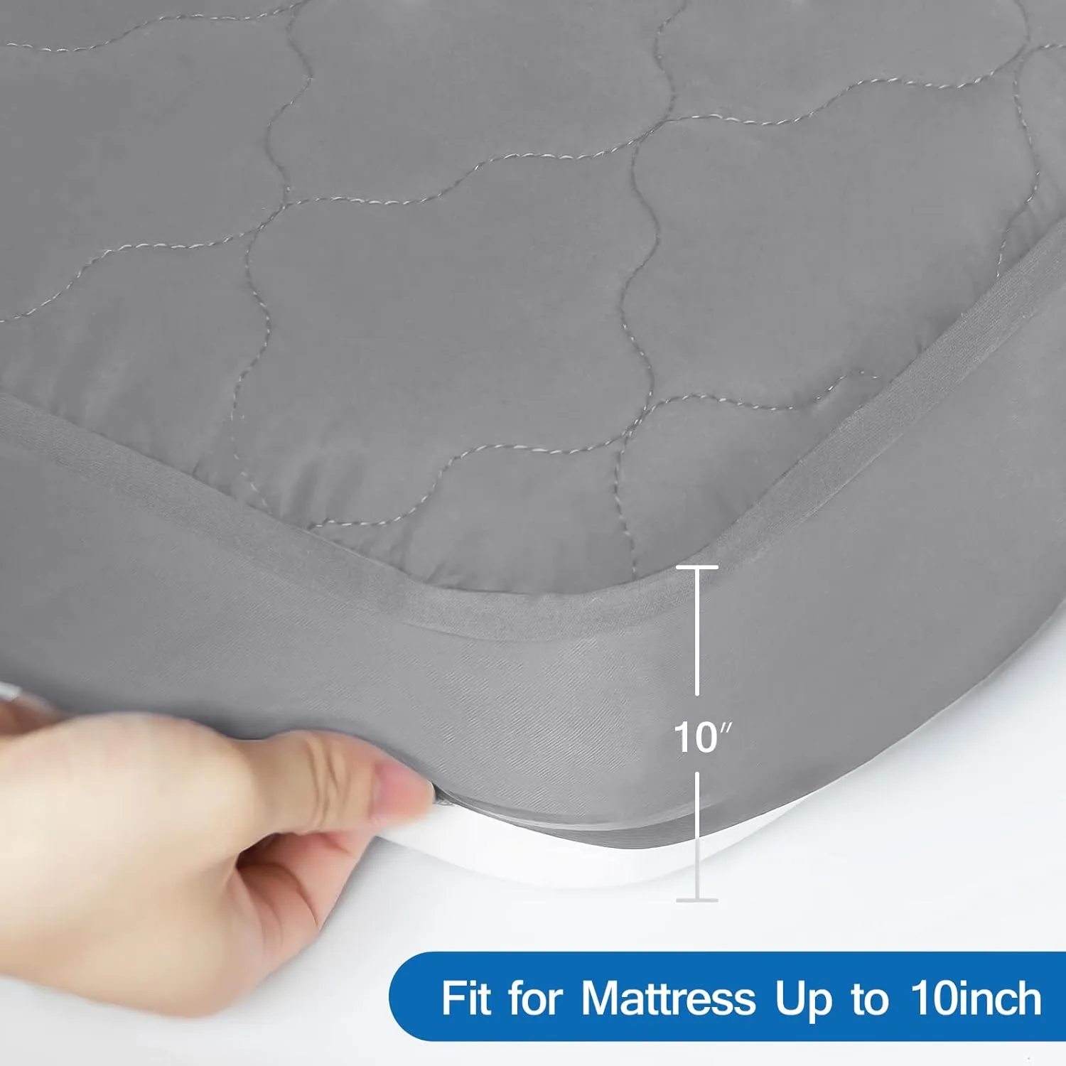 Cot Mattress Pad Protector Waterproof, Quilted Cot Size Mattress Cover 30" X 75" X 10" Fitted for Narrow Twin/Camp Bunk/Rvs Bunk/Guest Beds, Deep Pocket Mattress Topper, Gray (Cover Only)