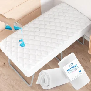 Cot Mattress Pad Waterproof 2 Pack, Quilted Cot Size Mattress Pads Cover 30" X 75" Fitted for Narrow Twin/Camp Bunk/Rvs Bunk/Guest Beds, Soft Microfiber Protector Topper, White (Cover Only)