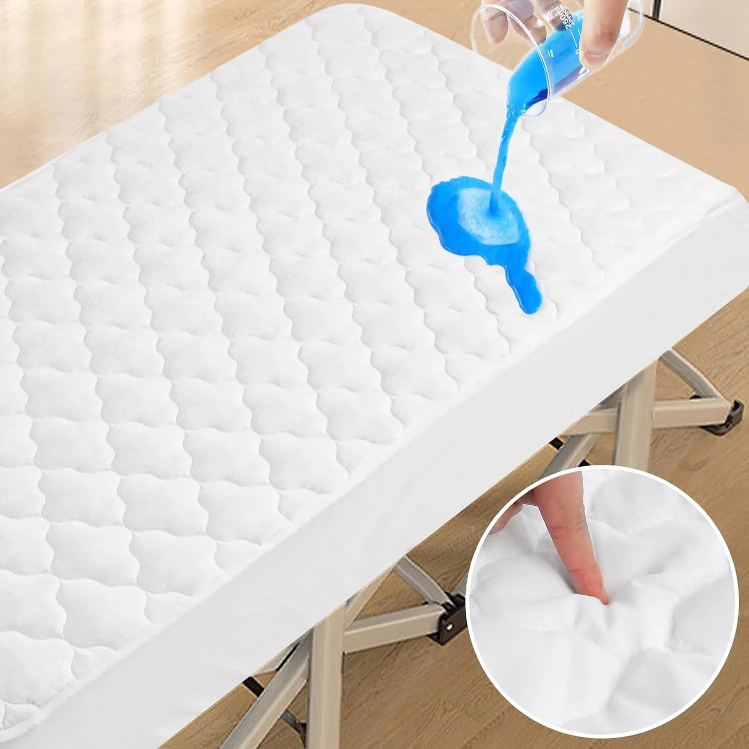 Cot Mattress Protector Pad Waterproof Quilted, Breathable & Cooling Cot Mattresses Cover Fitted for Daybed/Rollaway/Narrow Twin Bed/Camping/RV Bunk with Deep Pocket Up to 10", (White)