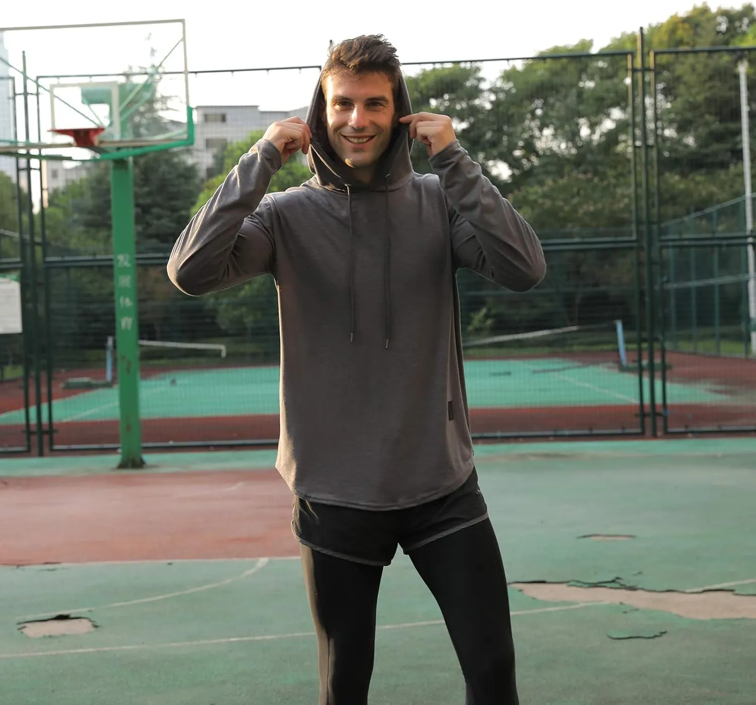Cot-Oath Mens Workout Sweatshirt Athletic Hoodies - Stylish Gym Running Hoodies Lightweight Pullover