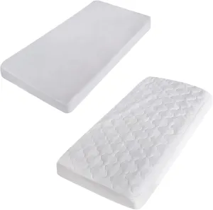 Cot Sheet 31" x 75" and Cot Mattress Pad Waterproof 30" X 75" White
