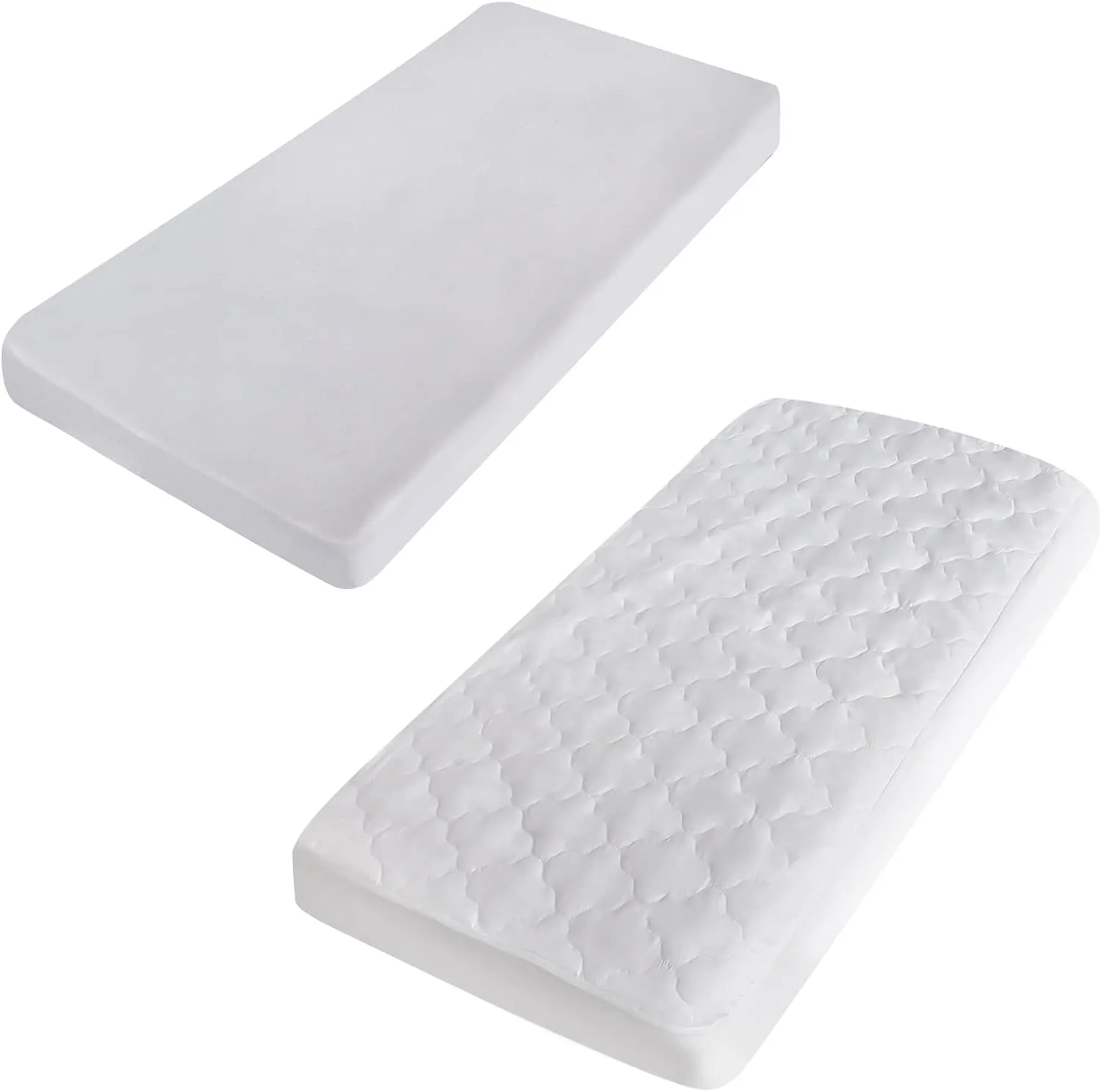 Cot Sheet 31" x 75" and Cot Mattress Pad Waterproof 30" X 75" White
