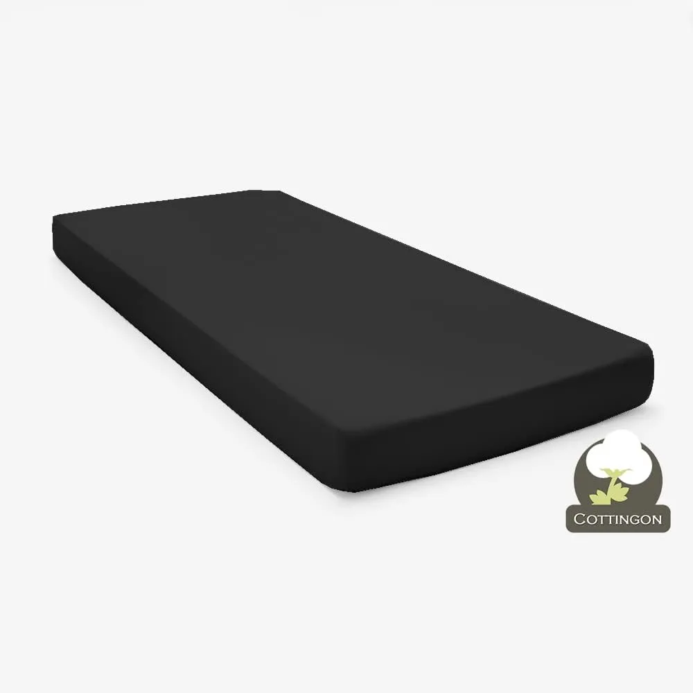 Cot Sheet and Pillow Case 4 Piece Set - 1 cot Fitted Sheet 33" x 75", 1 cot Flat Sheet 64"x 94", 2 Pillow Cases 20"x 30" Perfect for Folding Guest Bed Frame,Rollaway Beds (Dark Grey Solid)