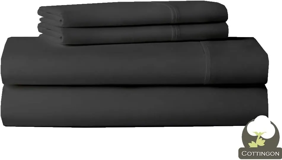 Cot Sheet and Pillow Case 4 Piece Set - 1 cot Fitted Sheet 33" x 75", 1 cot Flat Sheet 64"x 94", 2 Pillow Cases 20"x 30" Perfect for Folding Guest Bed Frame,Rollaway Beds (Dark Grey Solid)