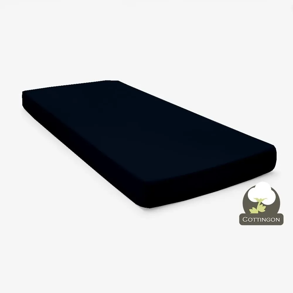 Cot Sheet and Pillow Case 4 Piece Set - 1 cot Fitted Sheet 33" x 75", 1 cot Flat Sheet 64"x 94", 2 Pillow Cases 20"x 30" Perfect for Folding Guest Bed Frame,Rollaway Beds (Navy Blue Solid)