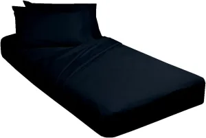 Cot Sheet and Pillow Case 4 Piece Set - 1 cot Fitted Sheet 33" x 75", 1 cot Flat Sheet 64"x 94", 2 Pillow Cases 20"x 30" Perfect for Folding Guest Bed Frame,Rollaway Beds (Navy Blue Solid)
